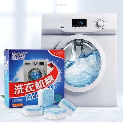 Set hộp 12 viên tẩy sạch lồng máy giặt , loại bỏ cặn lắng và chất bẩn gây mùi hôi trong máy giặt , giúp làm sạch quần áo , phù hợp với tất cả các loại máy giặt