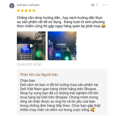 Máy Chấm Công Quét Vân Tay Deli hàng Chính Hãng Deli - Màn Hình 2.4 Inch, Camera Kép, Kết Nối USB - Tích Hợp Nhiều Ngôn Ngữ E3747