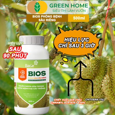 Chế Phẩm Sinh Học Bacte Bios Phòng Bệnh Sầu Riêng, Green Home, Chai 500ml, Hiệu Lực Nhanh Mạnh