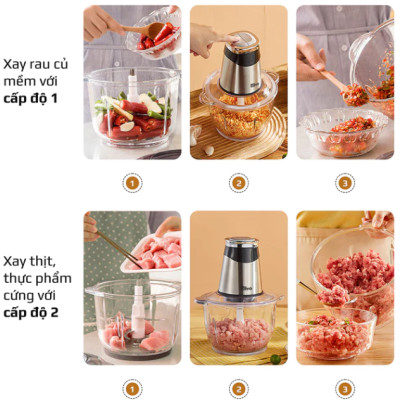 Máy Xay Thịt, Máy Xay Thực Phẩm Đa Năng OLIVO FC21 Thương Hiệu Mỹ Dung Tích 2.1 Lít Công Suất 500 W - Hàng Chính Hãng