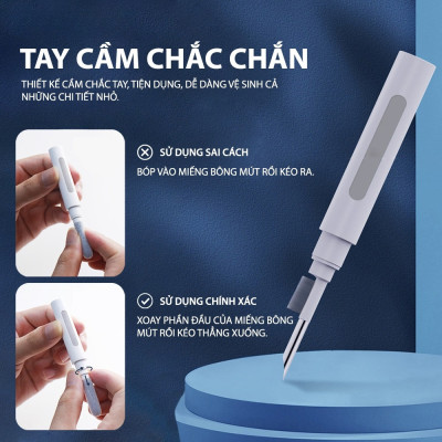 Bút Vệ Sinh Tai Nghe Bluetooth 3 Trong 1 Cao Cấp MIFAN - Làm sạch bụi bẩn trong hộp đựng, loa, cổng sạc, điện thoại - Hàng Nhập Khẩu