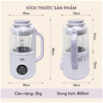 Máy làm sữa hạt đa năng Lebenlang LBL1689, 500W, 800ml, tiết kiệm thời gian, có hẹn giờ, bảo hành 2 năm - hàng chính hãng
