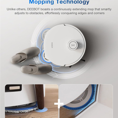 Robot Hút Bụi Lau Nhà Ecovacs T30 Omni Xòe Giẻ 11.000 Pa, Kháng Khuẩn Ion Bạc - Hàng Chính Hãng