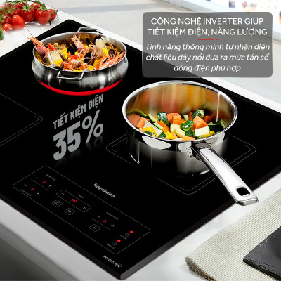 Miễn phí giao lắp toàn quốc - Bếp 3 lò điện từ hồng ngoại Inverter Nagakawa NAG1253M (59 cm) Premium - Bảo hành 5 năm - Made in Malaysia - Hàng Chính Hãng