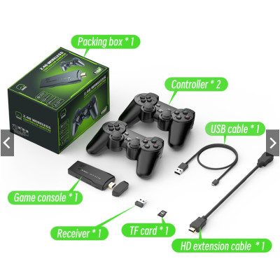 Bộ Máy Retro Gamestick M8 64G 2 tay cầm kết nối HDMI cho màn hình Tivi máy tính máy chiếu hàng nhập khẩu