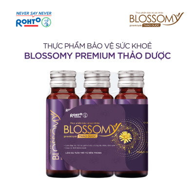 Nước uống collagen thảo dược giúp đẹp da, hỗ trợ ngủ ngon Blossomy Premium lốc 03 chai x 50ml