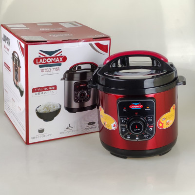 Nồi áp suất điện Ladomax HA-7860 Dung tích 6L kèm khay hấp, công suất 1000W, Màu Inox-Hàng chính hãng
