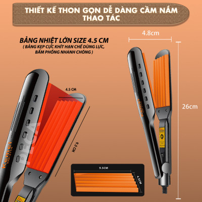Máy bấm xù tóc Kemei KM-3114Y điều chỉnh 4 mức nhiệt sử dụng được cho mọi loại tóc - Hàng chính hãng
