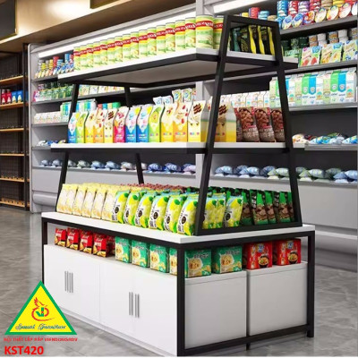 Kệ gỗ trưng bày rau củ quả, kệ trưng bày sản phẩm, hàng hóa KST420 - NỘI THẤT LẮP RÁP VIENDONGADV