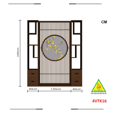 Vách ngăn phòng khách, vách ngăn tủ kệ bằng gỗ 4VTK16 - Nội thất lắp ráp Viendong adv