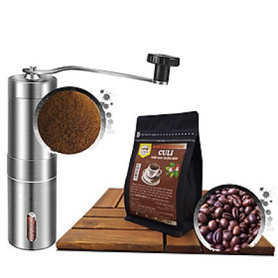 Combo Gói Cà Phê CULI Nguyên Chất Đặc Biệt 300gr Dạng Hạt + Máy Xay Cà Phê Cầm Tay - Coffee New