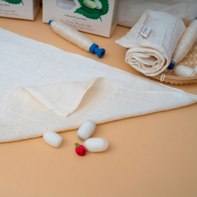 Khăn Mặt Tơ Tằm SenSilk - Combo Quà Tặng Cho Bé 2 khăn (30*30cm) - Tussar Towel 100% Silk made in Vietnam