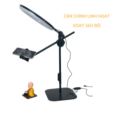 Bộ chân đế và đèn để bàn Yungteng VCT-828 hỗ trợ quay review sản phẩm - review nấu ăn - livestream để bàn -Hàng chính hãng