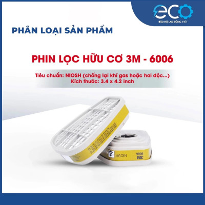 Phin lọc than hoạt tính 3M 6006 lọc hơi hữu cơ, Amoniac, Methilamin, Formaldehit và HF dùng cho mặt nạ phòng độc 3M
