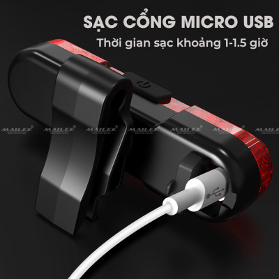 Đèn Hậu Xe Đạp USB LED AS-1010 pin sử dụng 4-8h dung lượng 210mAh, Chống Nước Đi Đêm Địa Hình Cảnh Báo Phụ Kiện- Mai Lee