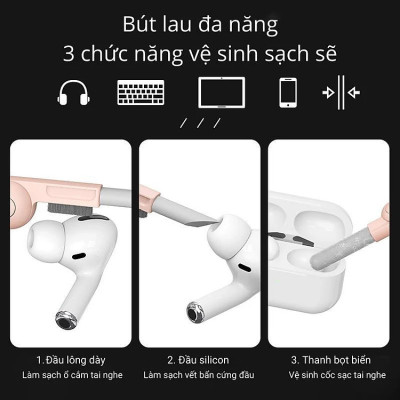 Bộ Dụng Cụ Vệ Sinh Tai Nghe, Bàn Phím Máy Tính Laptop, điện thoại Đa Năng 7in1, Nhỏ Gọn, Tiện Lợi - Multifuntional Cleaning Brush Hàng chính hãng nhập khẩu