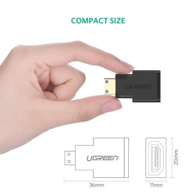 Ugreen UG2010120101TK Màu Đen Đầu chuyển đổi Mini HDMI sang HDMI - HÀNG CHÍNH HÃNG