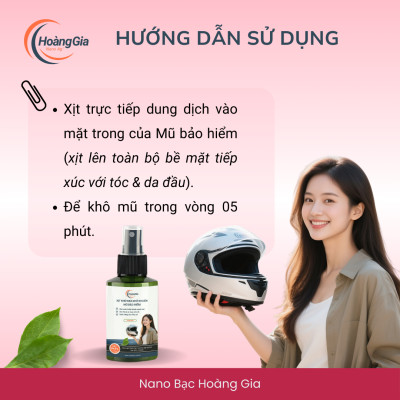 Xịt Khử Mùi Mũ Bảo Hiểm Nano Bạc Hoàng Gia - Dành Cho Phụ Nữ - Bảo Vệ Da Đầu & Tóc - 100ml