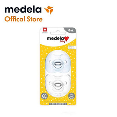 Ty ngậm Medela Baby Soft Silicon 0 - 6 tháng - Có hộp đựng tiệt trùng - Silicone mềm nguyên mảnh - Không chứa BPA