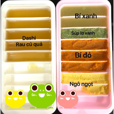 Combo khay trữ đồ ăn dặm cho bé Kokubo 8 ngăn + miếng bọt biển nhà bếp - made in Japan