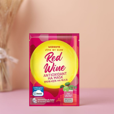 Mặt Nạ Watsons Love My Glow Red Wine Antioxidant Ha Mask 21ml