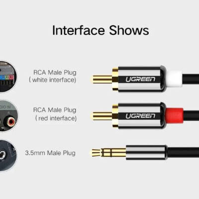 Ugreen UG10590AV116TK 3M màu Đen Cáp âm thanh 2 đầu Bông sen sang 3.5mm Dương mạ vàng - HÀNG CHÍNH HÃNG
