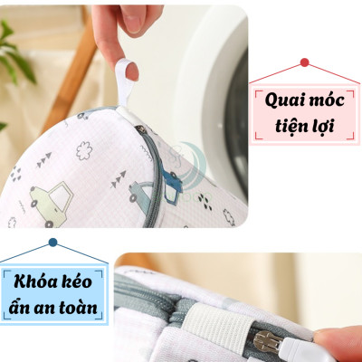Túi Giặt Bảo Vệ Đồ Lót Hình Trụ- Túi Giặt Lingerie Chống Biến Dạng- Túi Giặt Áo Ngực 3D Chống Vò Rách-Túi Giặt Vải Lưới In Hình Dễ Thương