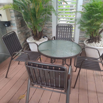 Bộ bàn ghế sân vườn mặt kính 4 ghế TE2020-08G/CC2032-T Nội thất Capta