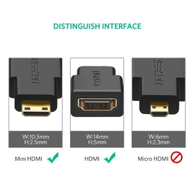 Ugreen UG2010120101TK Màu Đen Đầu chuyển đổi Mini HDMI sang HDMI - HÀNG CHÍNH HÃNG