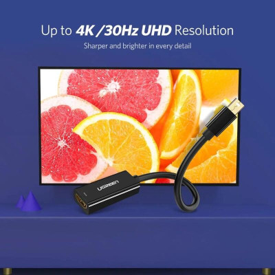 Ugreen UG40360MD112TK 25CM màu Đen Cáp chuyển đổi Mini DP sang HDMI hỗ trợ phân giải 4K x 2K - HÀNG CHÍNH HÃNG