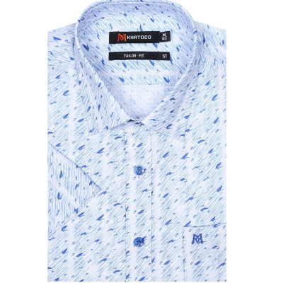 Áo sơ mi nam KHATOCO ngắn tay họa tiết A1MN538T2-CNIN344-2504-N