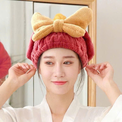 Mũ Ủ Khô Tóc Thấm Hút Tốt Đính Nơ Siêu Xinh T888 T6 - HÀNG CHÍNH HÃNG MINIIN