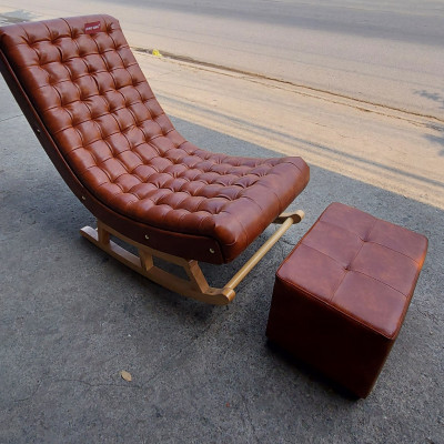 Ghế thư giãn đọc sách bập bênh Juno Sofa rộng 60 cm x dài 1m2 x cao 95 cm ( Tặng đôn kệ chân 40 x 55 cm )