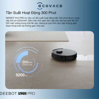 Robot Hút Bụi Lau Nhà Ecovacs Deebot N20 Pro Lực Hút 8.000 Pa - Hàng Chính Hãng