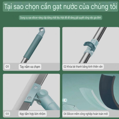 CÂY GẠT SÀN GẠT KÍNH SILICON 50CM CÁN DÀI ĐIỀU CHỈNH NGẮN DÀI CÂY GẠT SÀN GẠT KÍNH SIÊU SẠCH 2 IN 1