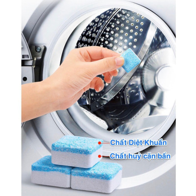 Hộp 12 Viên Tẩy Vệ Sinh Lồng Máy Giặt, Diệt Khuẩn Và Tẩy Chất Cặn Lồng Máy Giặt Hiệu Quả - Hàng Loại 1 Chính Hãng