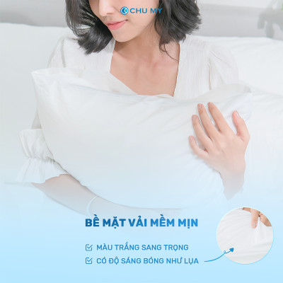 Combo 2 Vỏ gối khách sạn 5 sao màu trắng trơn - Mát mẻ mịn màng - Vỏ gối Cotton Sateen thiên nhiên 100%
