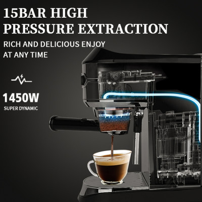 Máy pha cà phê Espresso nhãn hiệu DSP KA3065 - Áp suất 15 bar, có công suất hoạt động mạnh mẽ lên đến 1450W - HÀNG NHẬP KHẨU