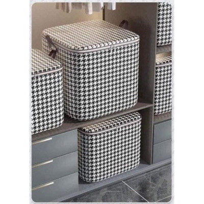 Giỏ Đựng Đồ Sọc Caro Trắng Đen – Gấp Gọn, Đa Năng, Dày Dặn, Dùng Cho Gia Đình, Du Lịch, Dọn Nhà