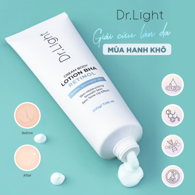 COMBO 3 Kem Body Dr.Light Kem dưỡng Trắng Sáng Da Với Hợp Chất Retinol Niacinamide BHA 200ml