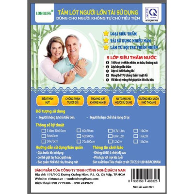 Tấm lót chống thấm cho người già LONGLIFE size 80x120cm