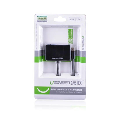 Ugreen UG10439MD108TK Màu Đen Bộ chuyển đổi Mini DP sang HDMI + VGA hỗ trợ phân giải 1080P - HÀNG CHÍNH HÃNG