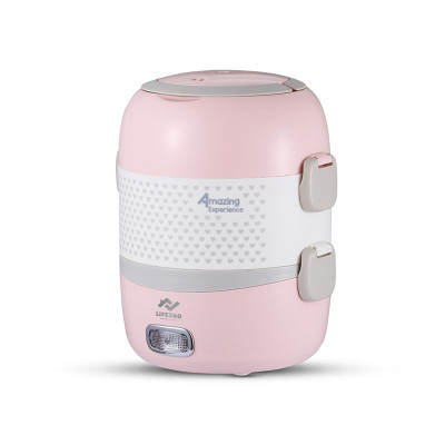 Hộp cơm điện văn phòng 2 tầng Life360 - 3 khay đựng thức ăn, inox304, hấp/ đun sôi/ hâm nóng - Hàng Chính Hãng