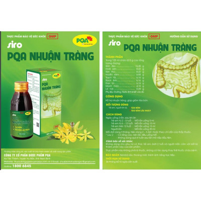 Nhuận Tràng PQA Thành Phần Từ Thiên Nhiên Hỗ Trợ Táo Bón, Bé Bị Táo Bón Lâu Ngày Hộp 125ml