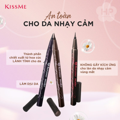 Bút Kẻ Mắt Nước Siêu Chống Trôi Nét Kẻ Mãnh Kissme Heroine Make Smooth Liquid Eyeliner (Màu Nâu Đen)