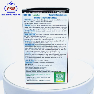 Viên uống ngăn ngừa đột quỵ, tai biến Orihiro Natto Kinase 2000FU Nhật Bản 60 viên