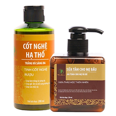 Bộ tắm thảo mộc và dưỡng trắng body sau sinh Wonmom ( 1 Cốt nghệ + 1 Sữa tắm cho mẹ )