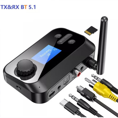 ROGTZ Bộ thu phát âm thanh Bluetooth 5.1 đa năng 6 trong 1 Kết nối đa dạng Optical Coaxial AUX RCA 3.5mm Hỗ trợ thẻ TF Màn LCD Hỗ trợ A2DP/AVRCP/EDR/HSP Micro đàm thoại Thông báo giọng nói Kết nối tự động Angten Xe hơi Nhà ở Rạp hát Hàng Chính Hãng