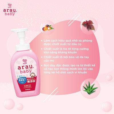 Nước rửa bình thảo mộc cho bé Arau Baby - Bình 500ml