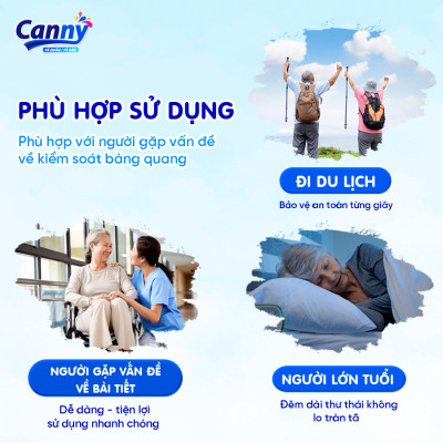 Combo 3 gói Tã/Bỉm Quần Người Lớn, Người Già Canny Siêu Mềm Mại, Siêu Thấm, Kháng Khuẩn XL7 (7 miếng)
